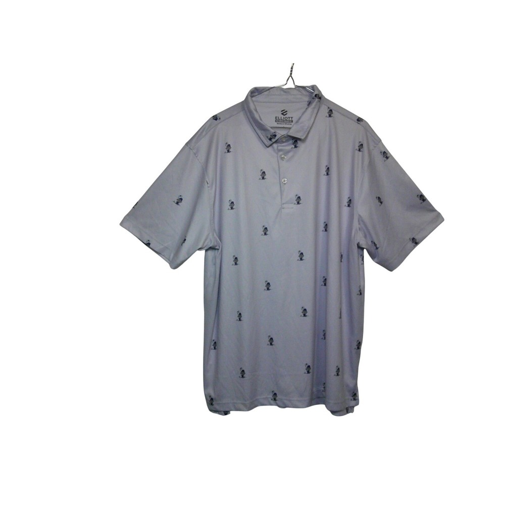 Elliott Collection Polo Shirt Mens Large Purple Golfing Character Wicking EC101